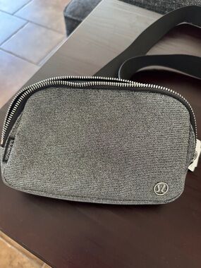 lululemon Black Glitter Everywhere Belt Bag with Silver Hardware